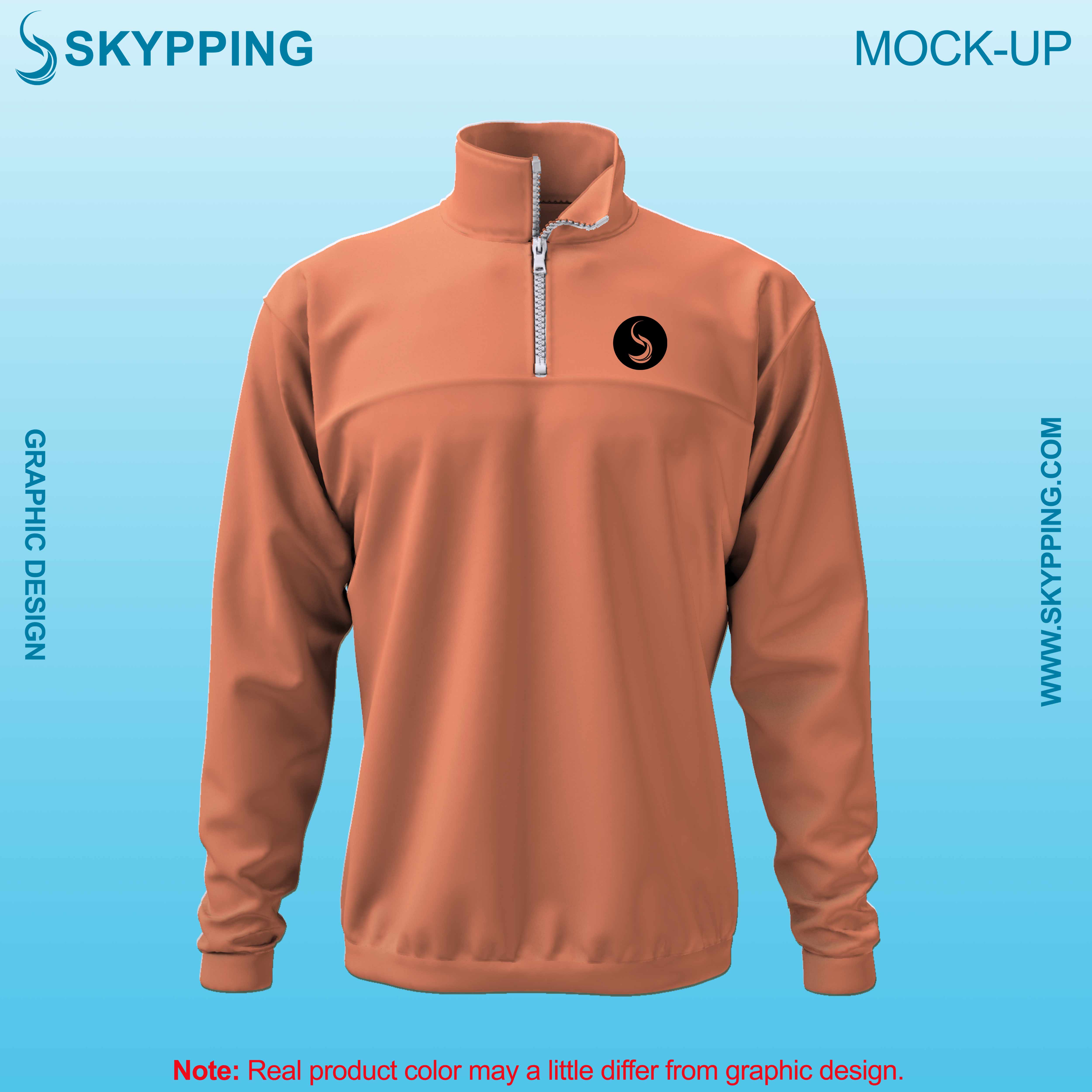 Toddle neck set-in style sleeve with quarter zip sweatshirt for men